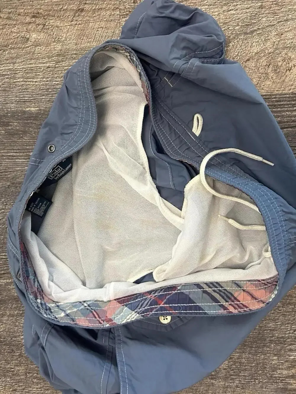Polo Ralph Lauren Swim Trunks L Light Blue Preppy Summer Shorts Flawed